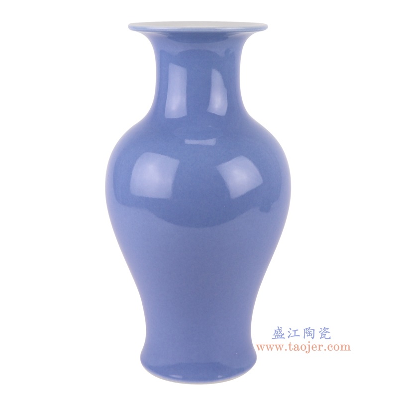 颜色釉蓝底雕刻白梅花鸟鱼尾瓶,产品编号:RXAI01 产品尺寸(单位cm): 高27.9直径14..7口径19底径9.8重量1.5KG