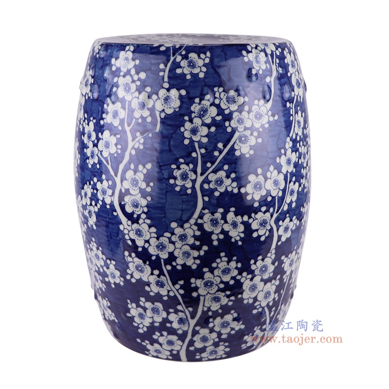 青花冰梅凳子凉墩,产品编号:RZMA27 产品尺寸(单位cm): 高46直径36.4口径12底径29重量10.65KG