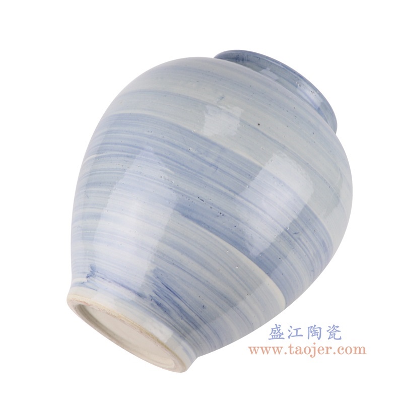 RZPI73    青花线条纹冬瓜罐  侧面图