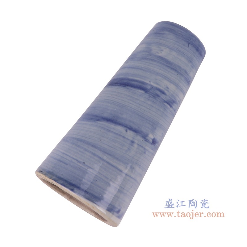 RZPI74   青花线条纹直筒小花瓶侧面图