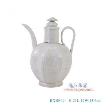 RXBF09 仿古宋湖田窑影青八面刻花执壶酒壶 高21直径17底径8重量0.55KG