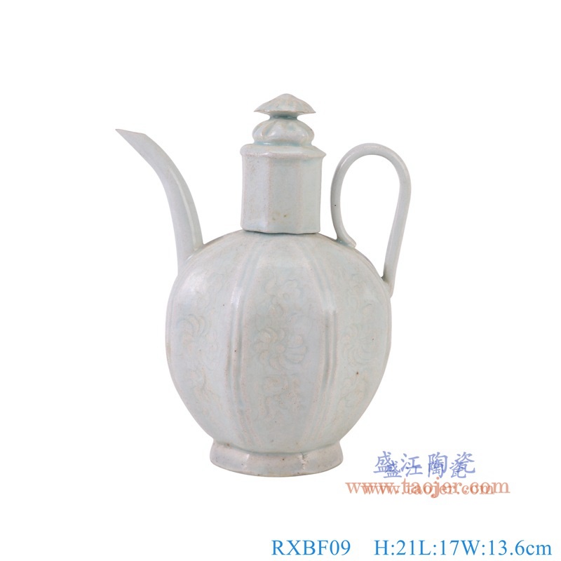 仿古宋湖田窑影青八面刻花执壶酒壶