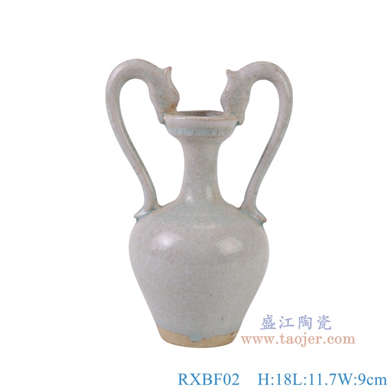 仿宋湖田窑影青双龙咬耳花瓶