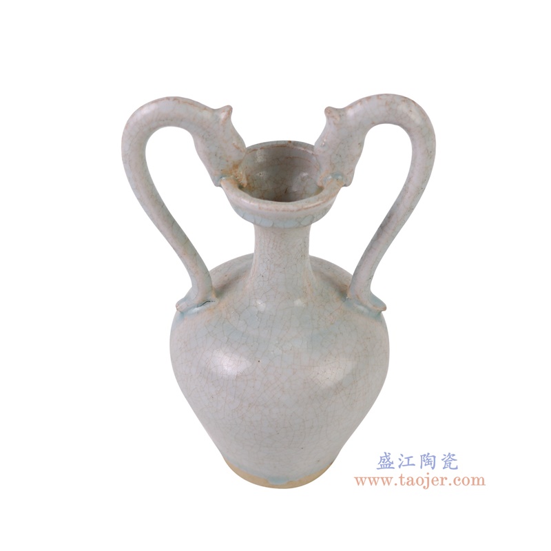 仿宋湖田窑影青双龙咬耳花瓶