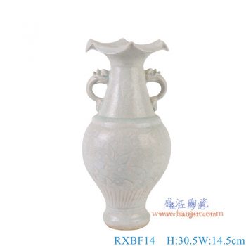 RXBF14 仿宋湖田窑影青刻花双耳梅瓶 高30.5直径14.5底径7重量1.45KG