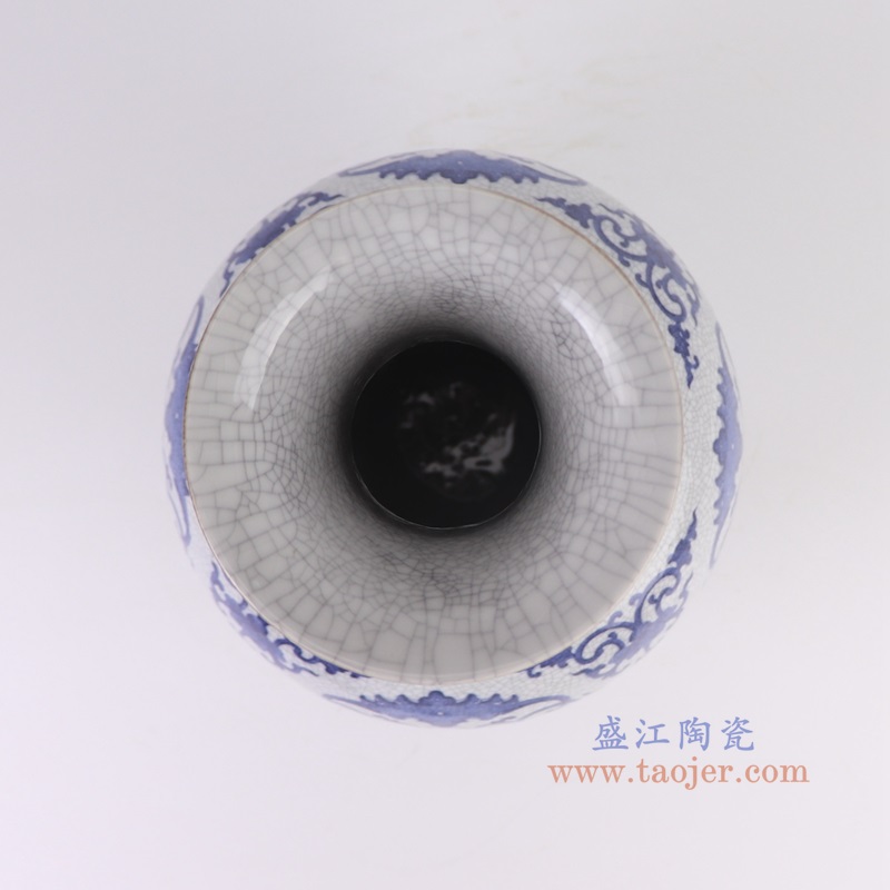 RYUJ60-C青花开片缠枝莲赏瓶顶部图