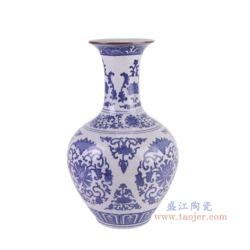 RYUJ60-C青花开片缠枝莲赏瓶侧面图