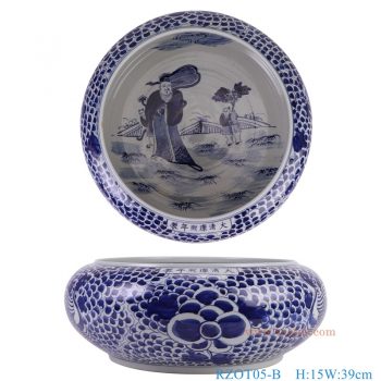 RZOT05-B 青花人物缠枝莲水浅 高15直径39底径26.5重量6.15KG