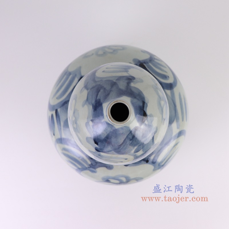 RZSX72-A青花太阳花纹葫芦瓶顶部图