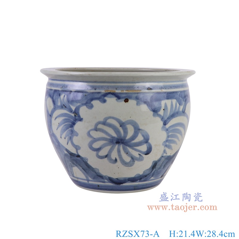 RZSX73-A青花太阳花纹鱼缸正面图