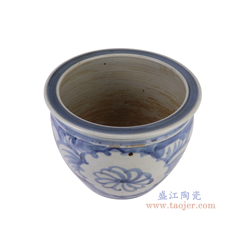RZSX73-A青花太阳花纹鱼缸俯视图