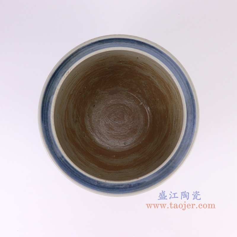 RZSX73-A青花太阳花纹鱼缸顶部图