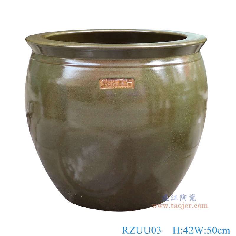 RZUU03茶叶末釉莲子缸正面图