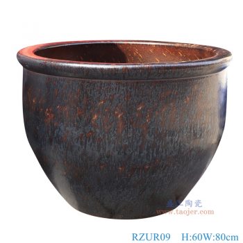 RZUR09 窑变颜色釉黑褐色大缸 高60直径80