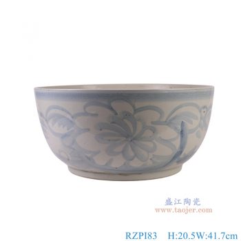 RZPI83 仿古青花太阳花大碗 高20.5直径41.7底径25重量7.4KG