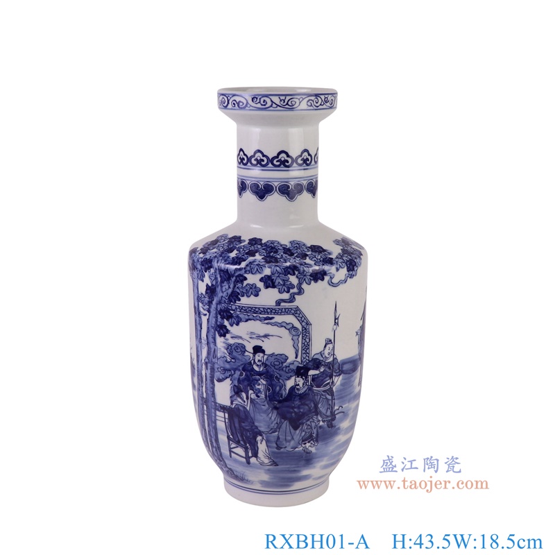 RXBH01-A青花人物棒槌瓶正面图