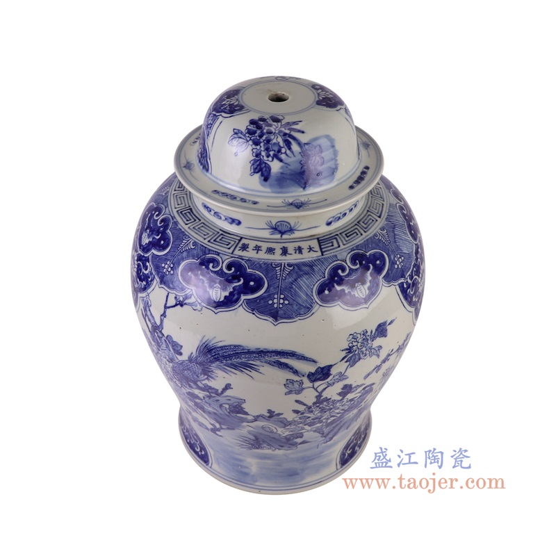 DS-RZKM01青花花鸟将军罐灯具俯视图
