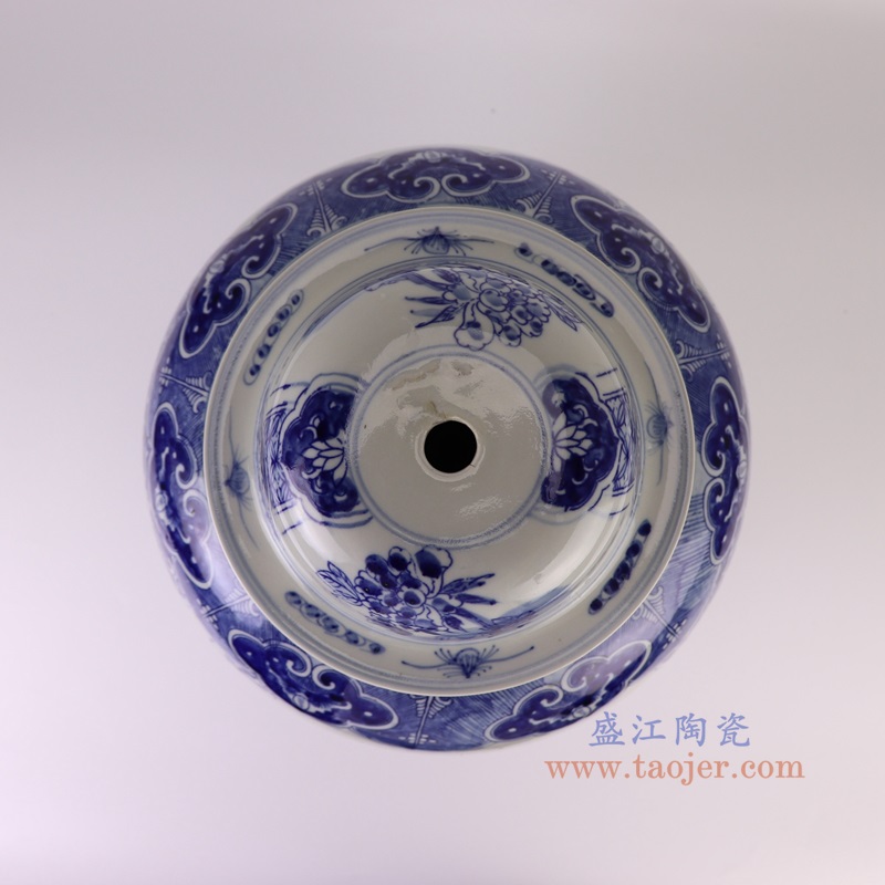 DS-RZKM01青花花鸟将军罐灯具顶部图