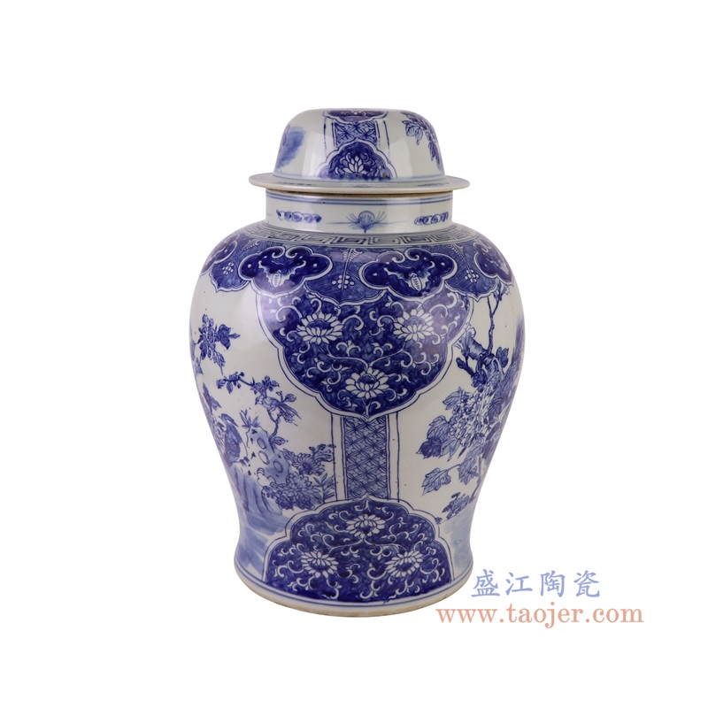 DS-RZKM01青花花鸟将军罐灯具侧面图