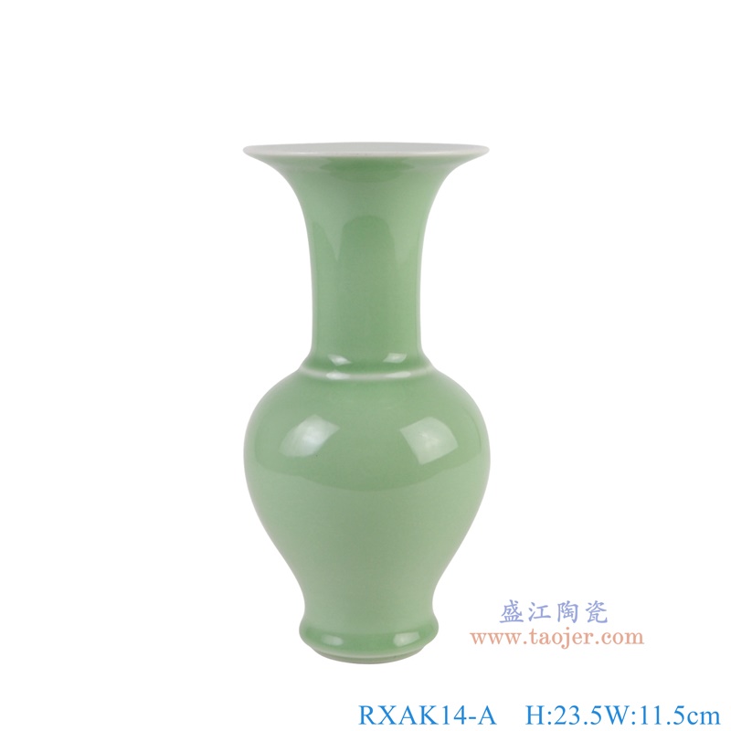 RXAK14-A豆青小花觚瓶正面图