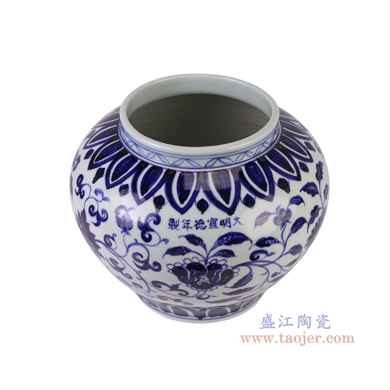 RXBA10青花缠枝莲大罐俯视图