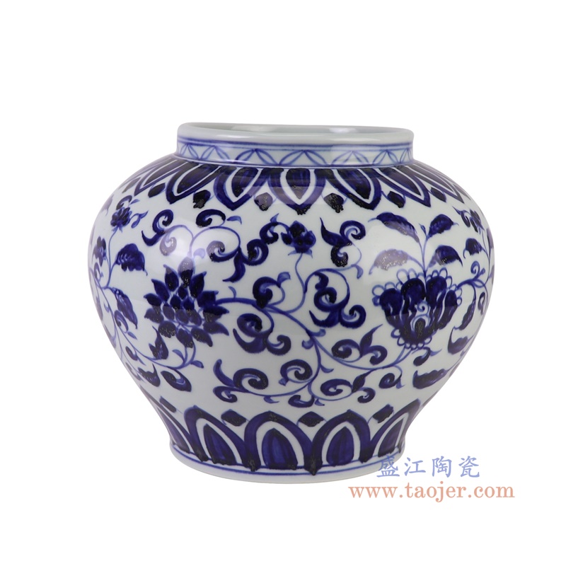 RXBA10青花缠枝莲大罐侧面图