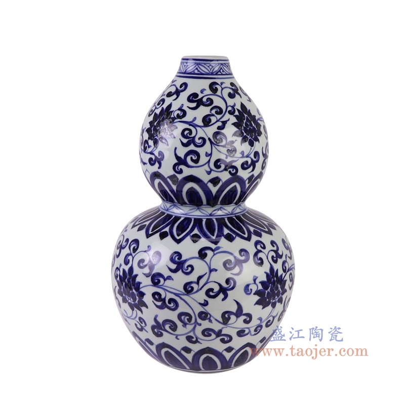 RXBA14青花缠枝莲葫芦瓶侧面图