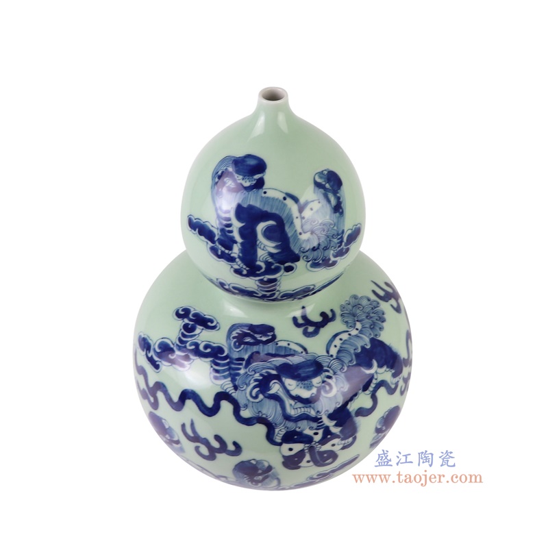 RXBB01-A-L青花狮子纹葫芦瓶大号俯视图