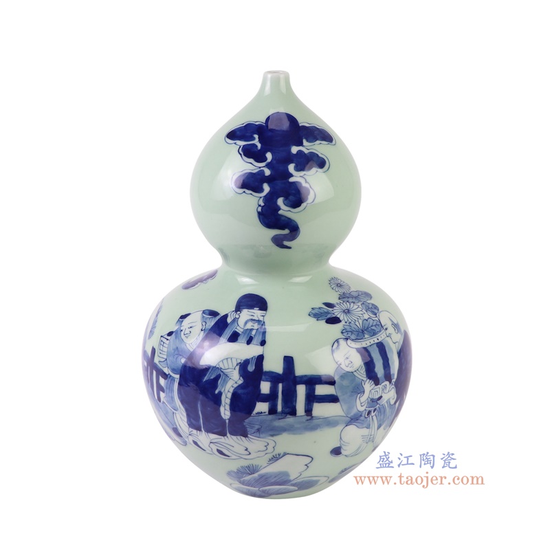 RXBB01-C-S青花人物葫芦瓶小号正面图