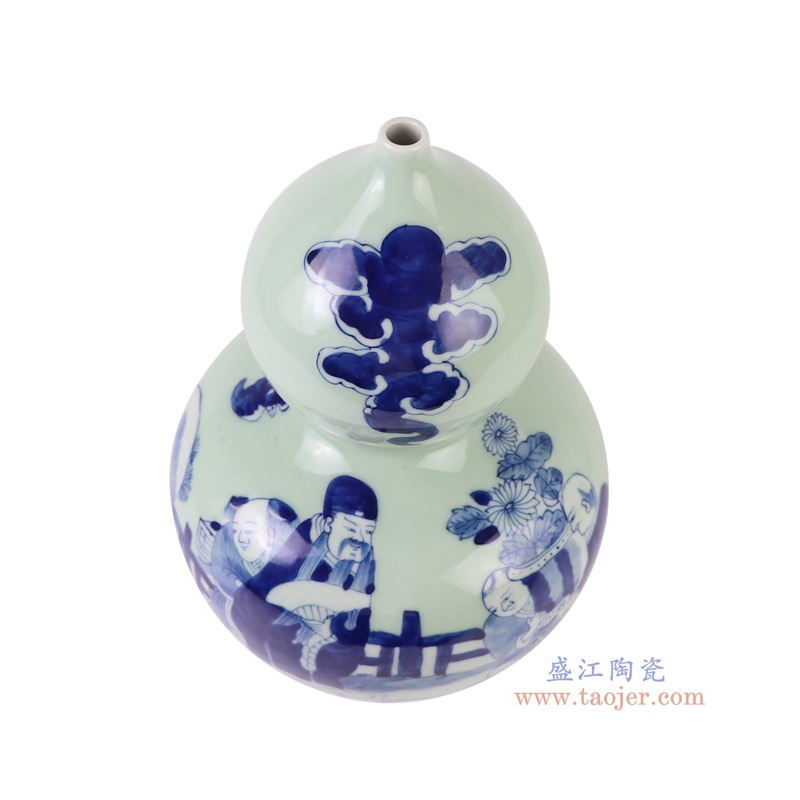 RXBB01-C-S青花人物葫芦瓶小号俯视图