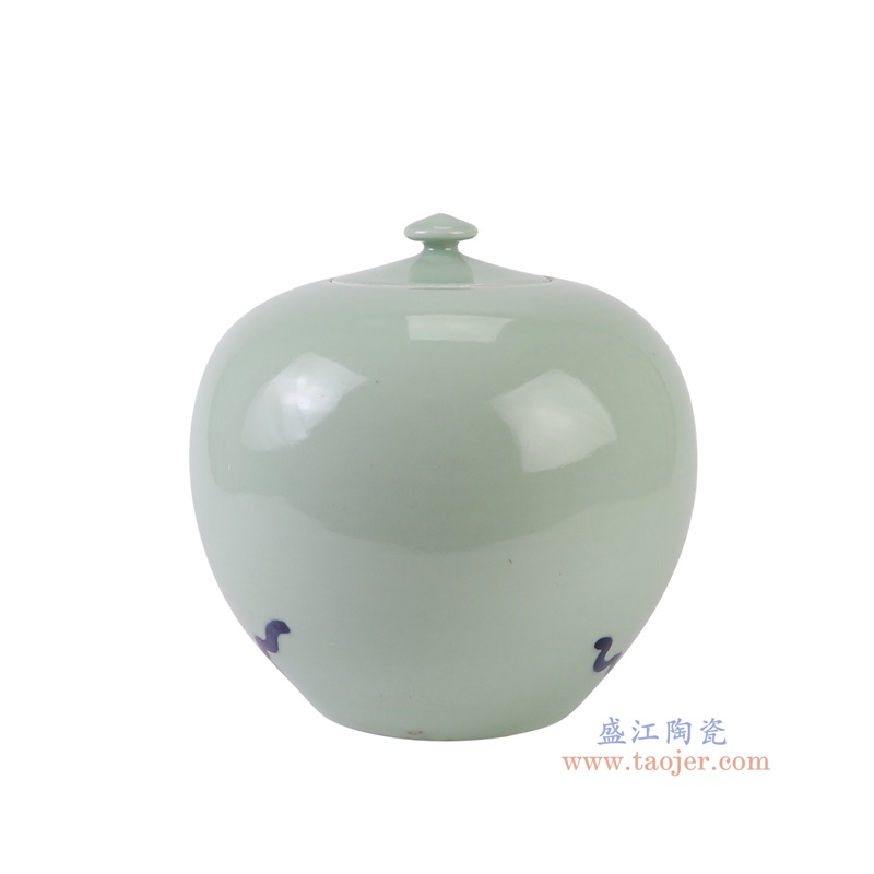 RXBB04-A青花狮子纹西瓜罐侧面图