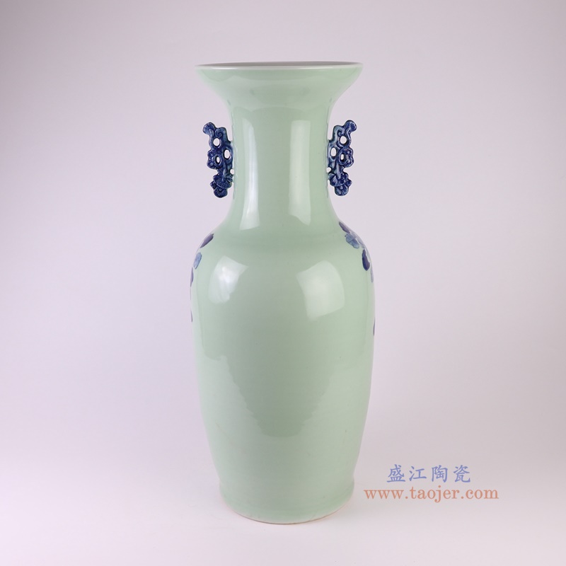 RXBB05-B-L青花花鸟凤纹双耳瓶大号侧面图