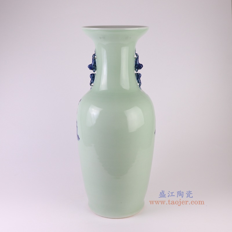 RXBB05-C-L青花博古纹双耳瓶大号侧面图