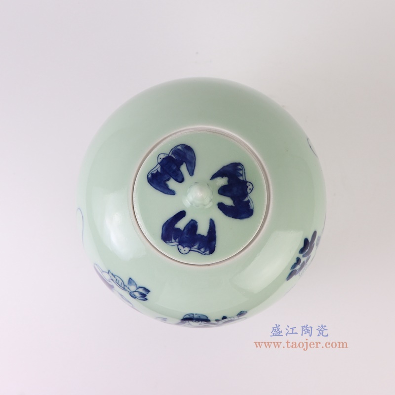 RXBB07-A青花婴戏孩童人物冬瓜罐顶部图