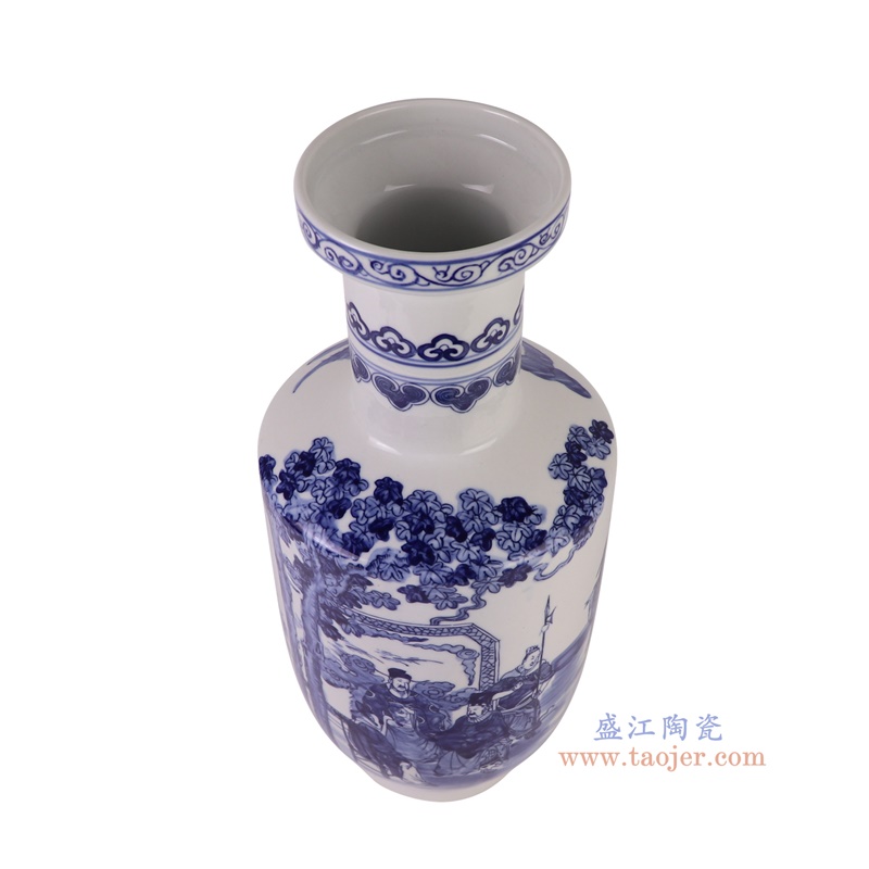 RXBH01-A青花人物棒槌瓶俯视图