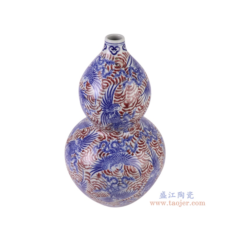 RXBH02-A青花釉里红仙鹤葫芦瓶俯视图