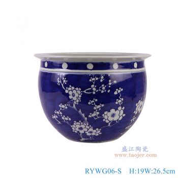 RYWG06-S 青花冰梅缸小号 高19直径26.5底径11重量2.15KG