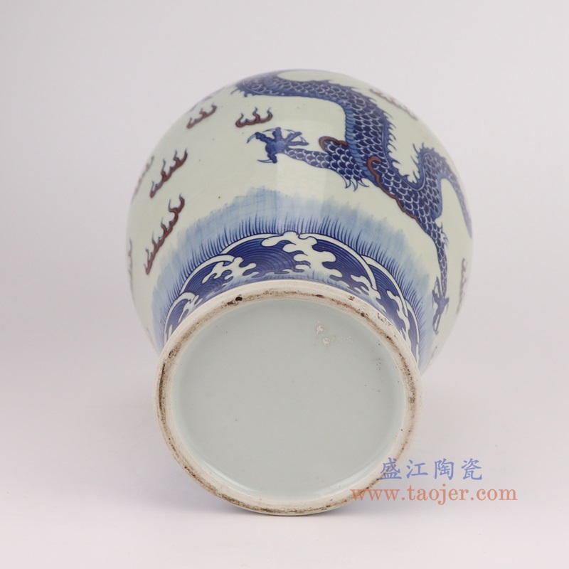 RYWU28-B-S青花釉里红龙纹梅瓶小号底部图