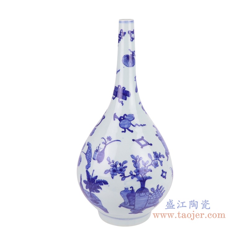 RYYC09-A青花博古纹胆瓶侧面图