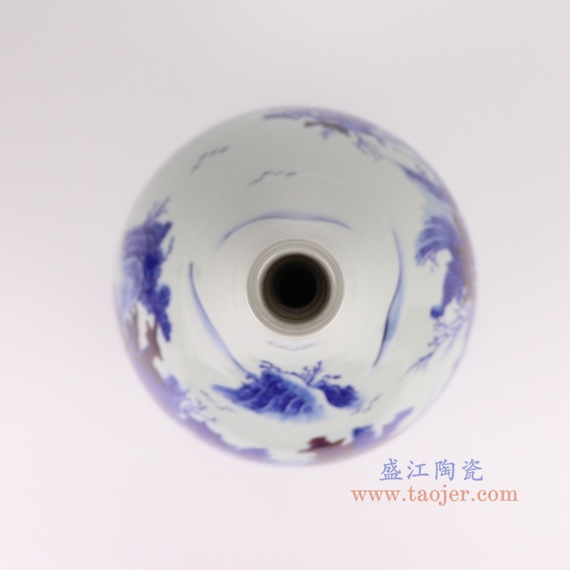 RYYC09-C青花釉里红山水胆瓶顶部图