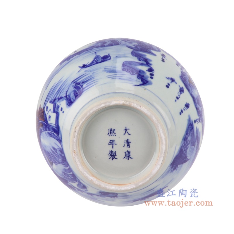 RYYC09-C青花釉里红山水胆瓶底部图