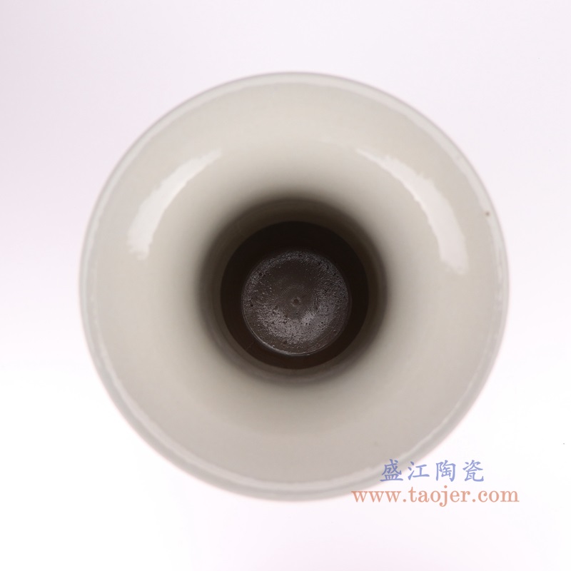 RYYC10-C红底青花童子仕女花觚瓶顶部图