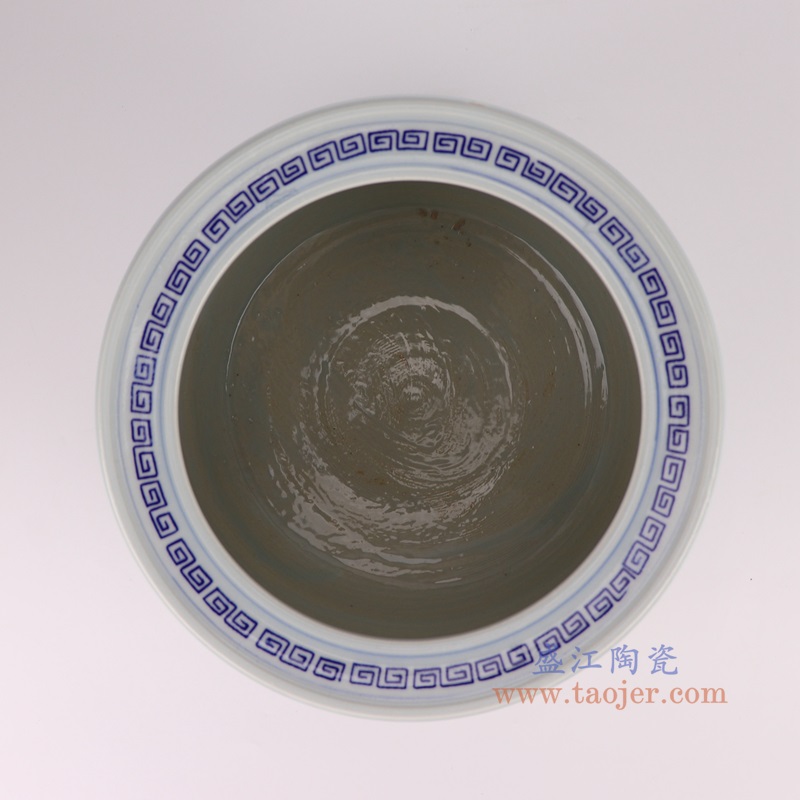 RYYC13-B青花斗彩人物小缸香炉顶部图