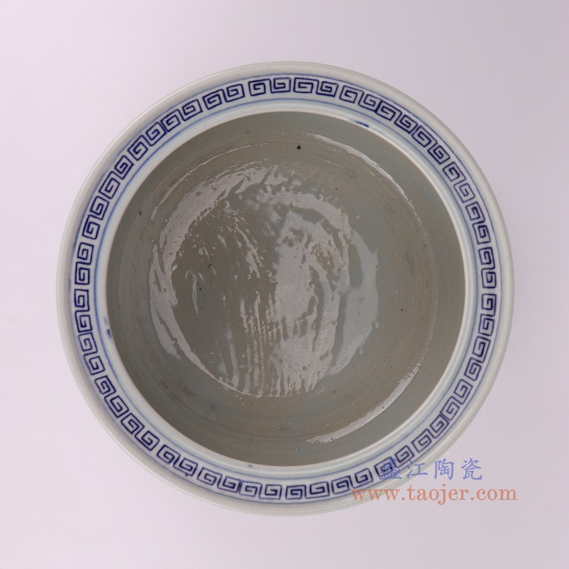 RYYC15红底青花凤凰纹小缸香炉顶部图