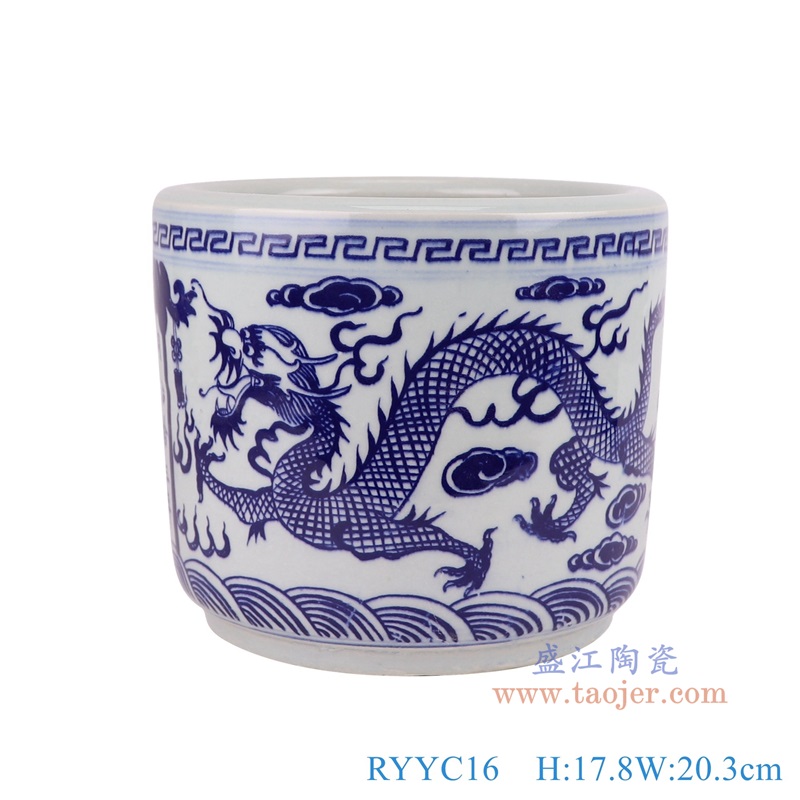 RYYC16青花龙纹笔筒小缸香炉正面图