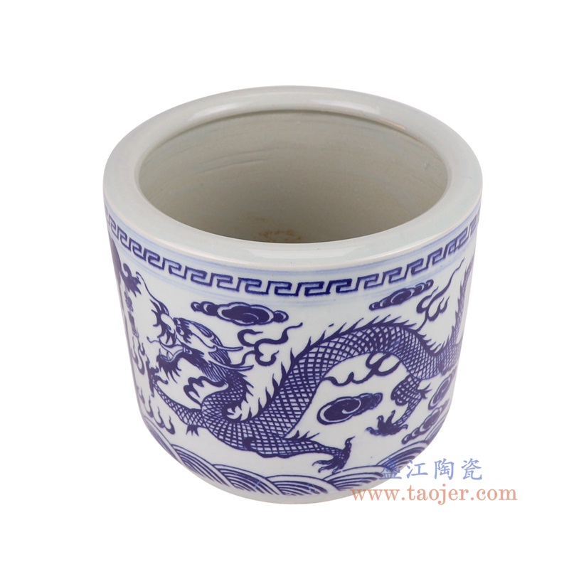 RYYC16青花龙纹笔筒小缸香炉俯视图