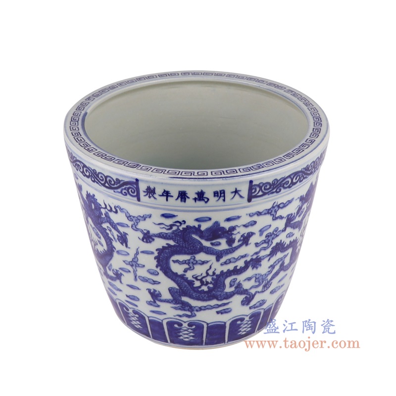 RYYC17-A青花龙纹小缸香炉俯视图