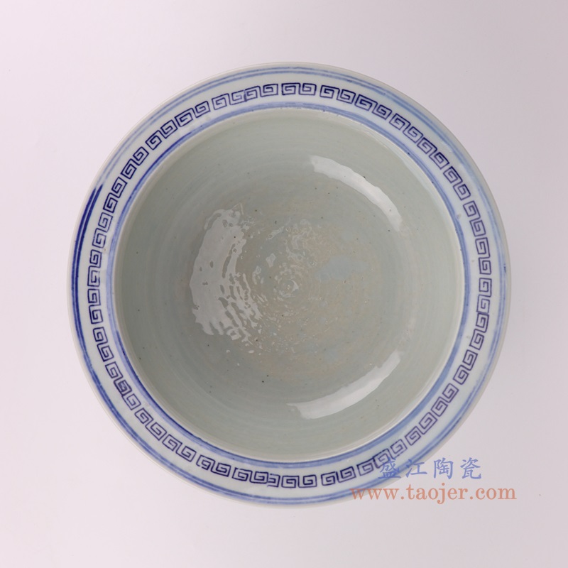 RYYC18青花博古纹小缸水浅香炉顶部图