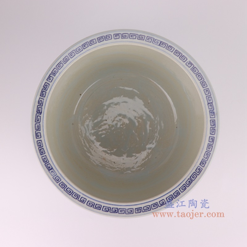 RYYC21-E青花斗彩狮子纹小缸香炉顶部图