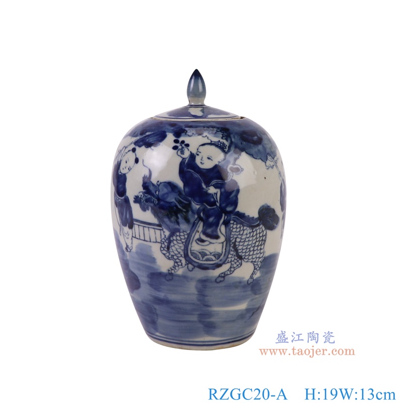 RZGC20-A青花麒麟送子冬瓜罐正面图